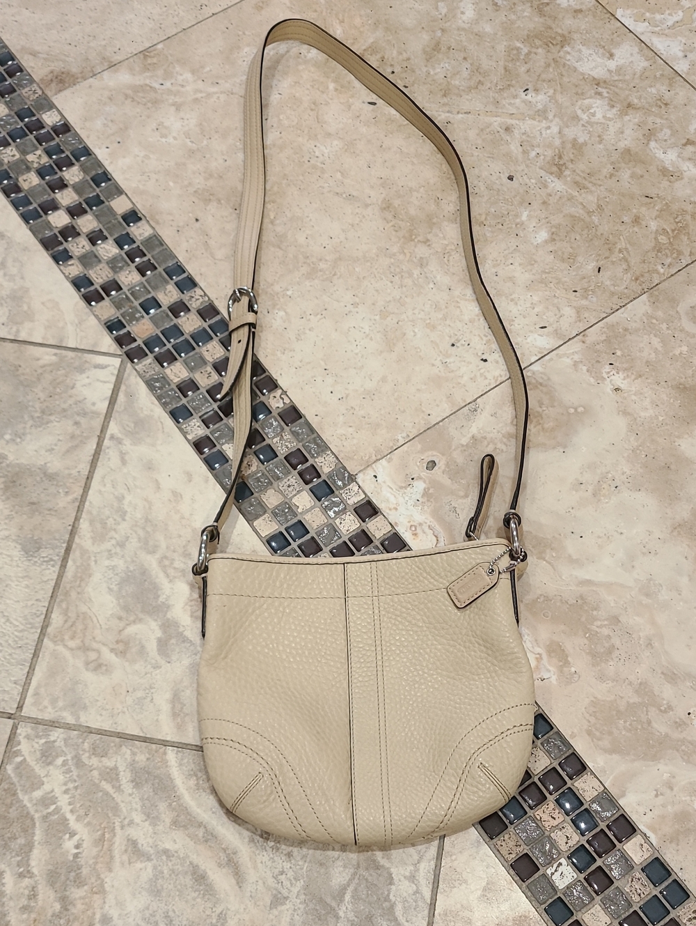 Coach Pebbled Leather Crossbody Bag - Cream